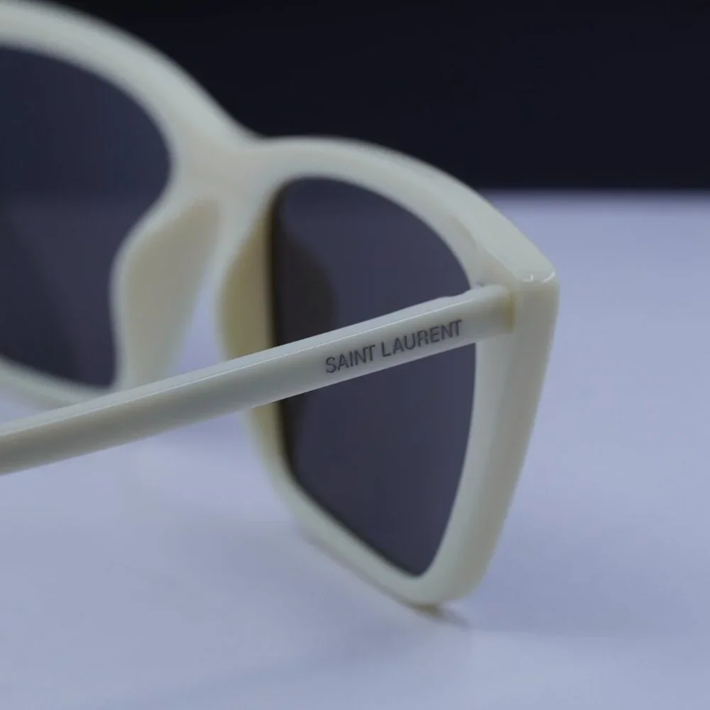 Saint Laurent SL737 MICA THIN 005 Cat Eye Sunglasses - Ivory / Black